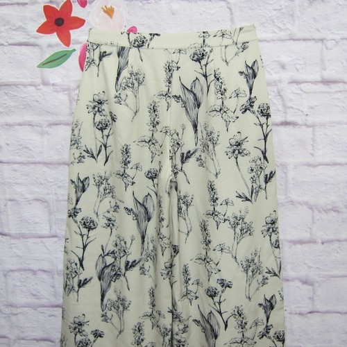 Cider Ivory & Black Floral Print Wide Leg High Waist Pants size XL New! - Picture 7 of 11
