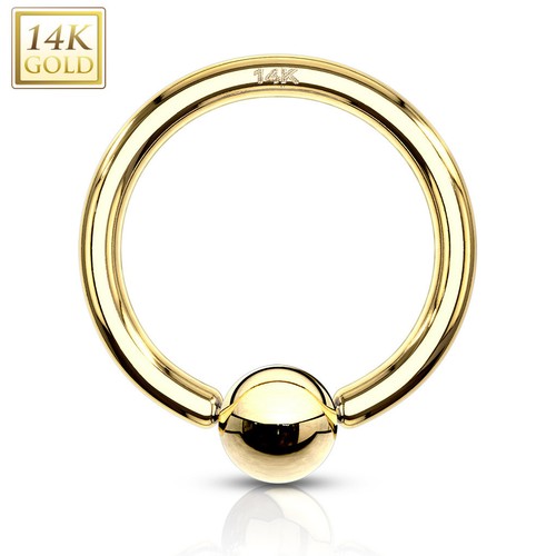 14K Solid GOLD Captive Bead Ring CBR Ear Nose Nipple Piercing Daith Helix Tragus - Picture 3 of 4