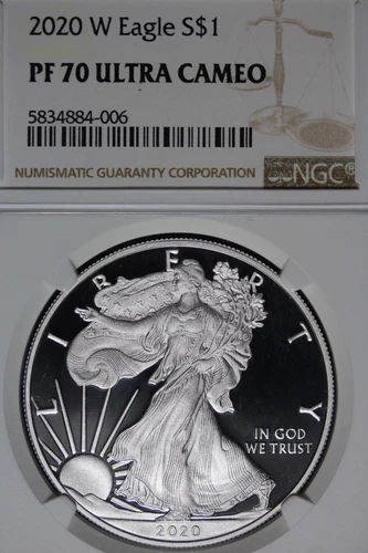2020 W NGC PF70 ULTRA CAMEO AMERICAN SILVER EAGLE #B50215