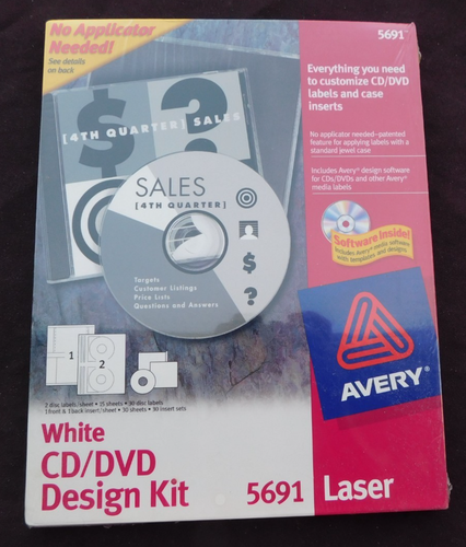 New Sealed Avery CD & DVD Design Kit White 5691 for Laser Printer SEALED