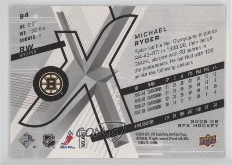 2008-09 SPx Michael Ryder #94 - Image 2 of 2