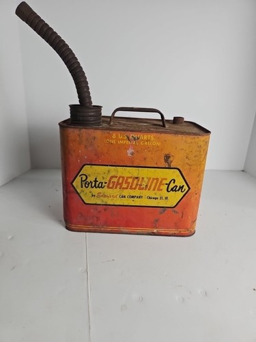 Porta Gas by Edward can company 1 gallon metal galvanized can, original spount - Picture 10 of 11