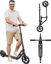 Kick Scooter for Adults – Folding, Adjustable Height, Big Wheels, Lightweight Al