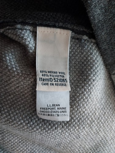 L.L.Bean Honeycomb Merino Wool Blend Sweater Pullover Quarter Zip Color Block - Picture 5 of 14