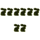 4 Statue Decorations Flocked Bunny Pick Rabbits Figures Green