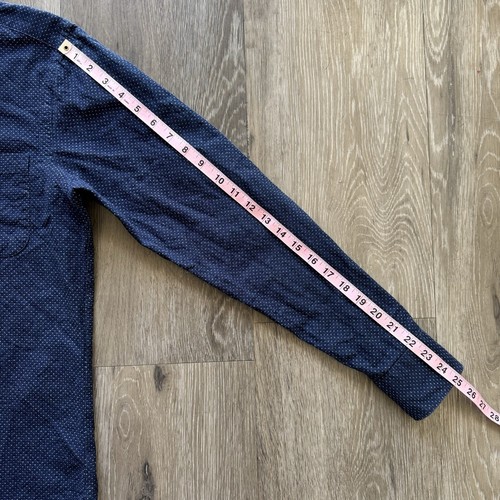 Naked & Famous Shirt Navy Blue Polka Dot Button Down Japanese Fabric Mens Medium - Picture 12 of 12