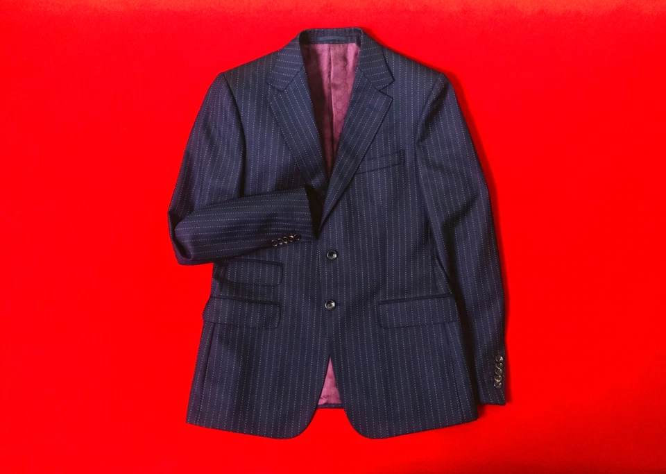 GUCCI Men Navy Blue 100% Wool Blazer Size 50 R / L Two Button Striped Jacket - Image 2 of 4