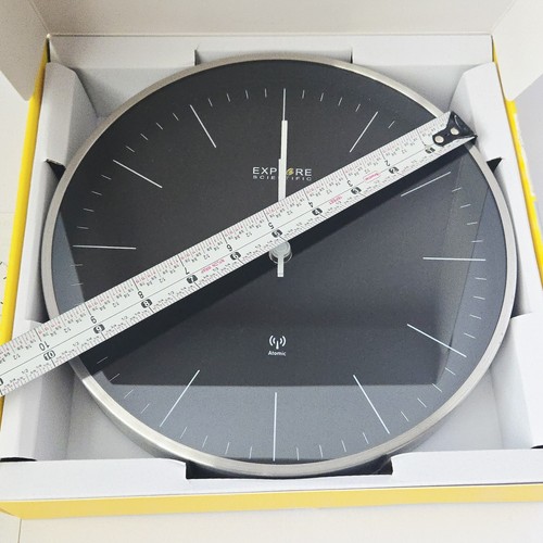 Explore Scientific Atomic Wall Clock Stainless Steel Silver Frame New Quiet - Picture 7 of 9