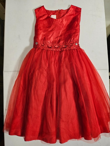 LA Princess Girls Red A-Line Formal Shear Dress Size 7 - Picture 10 of 15