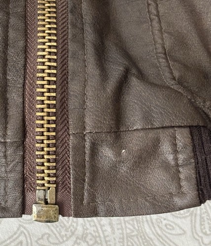FLIGHT LINE Air Gear Kids Boys Brown Sherpa Collar Bomber Jacket W/patches Sz 7 - Picture 9 of 10