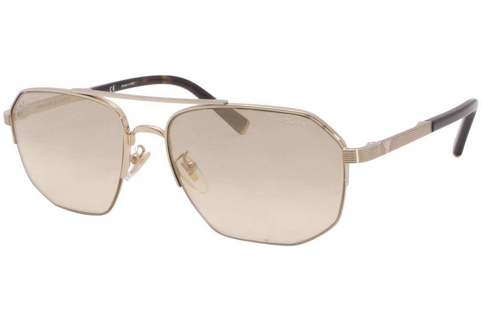 Солнцезащитные очки Police Lewis-04 SPLA25 300G мужские золотисто-желтые с зеркальными линзами 57 мм