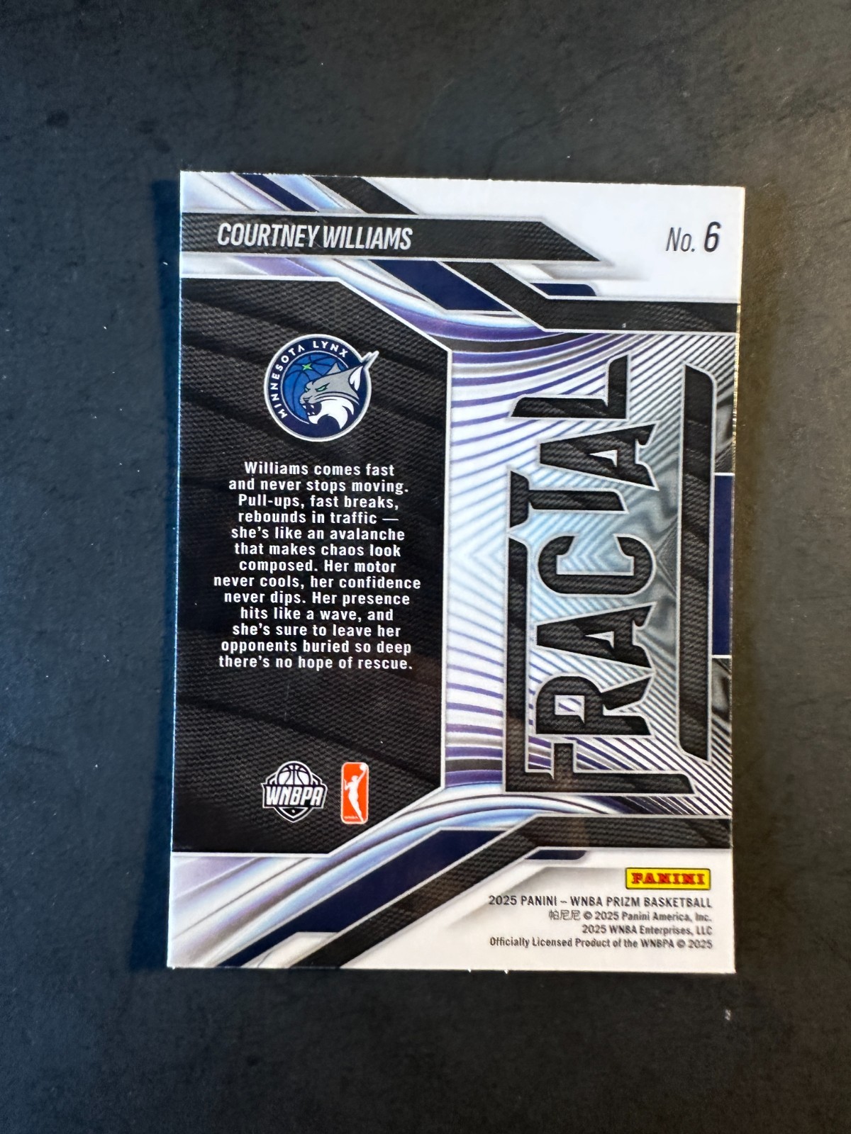 2025 WNBA Panini Prizm Fractal #6 Courtney Williams Minnesota Lynx insert view 2