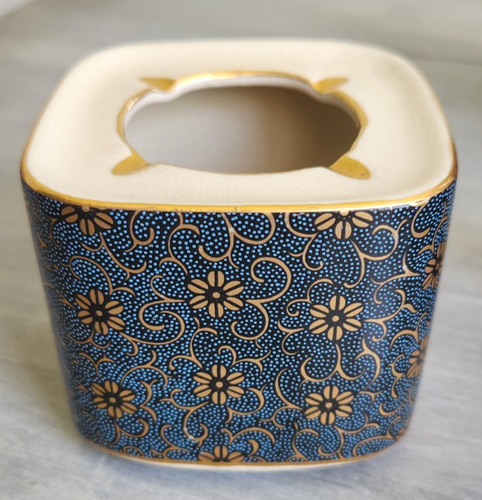 Ancien cendrier japonais Kutani porcelaine Kai bleu doré Aotibu - Photo 4/8