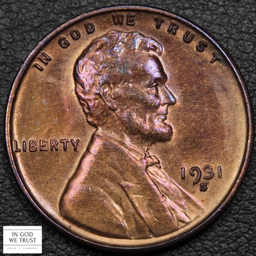 1931 S Lincoln Wheat Copper Cent 1C GORGEOUS TONING! (MS UNC Detail) - Cleaned - Picture 3 of 6
