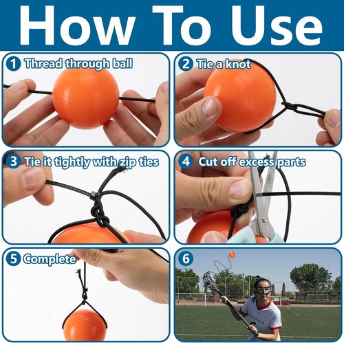 Lacrosse Training Ball With Ropes and Cable Ties - Equipment - 2 PCS - Picture 3 of 7