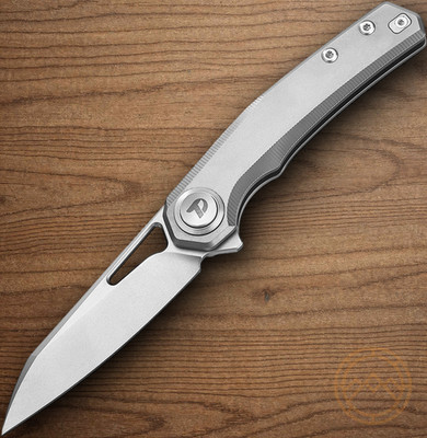 Dreamtech Folding Knife 3.25'' Satin Bohler M390 Steel Blade Gray Titanium Handle