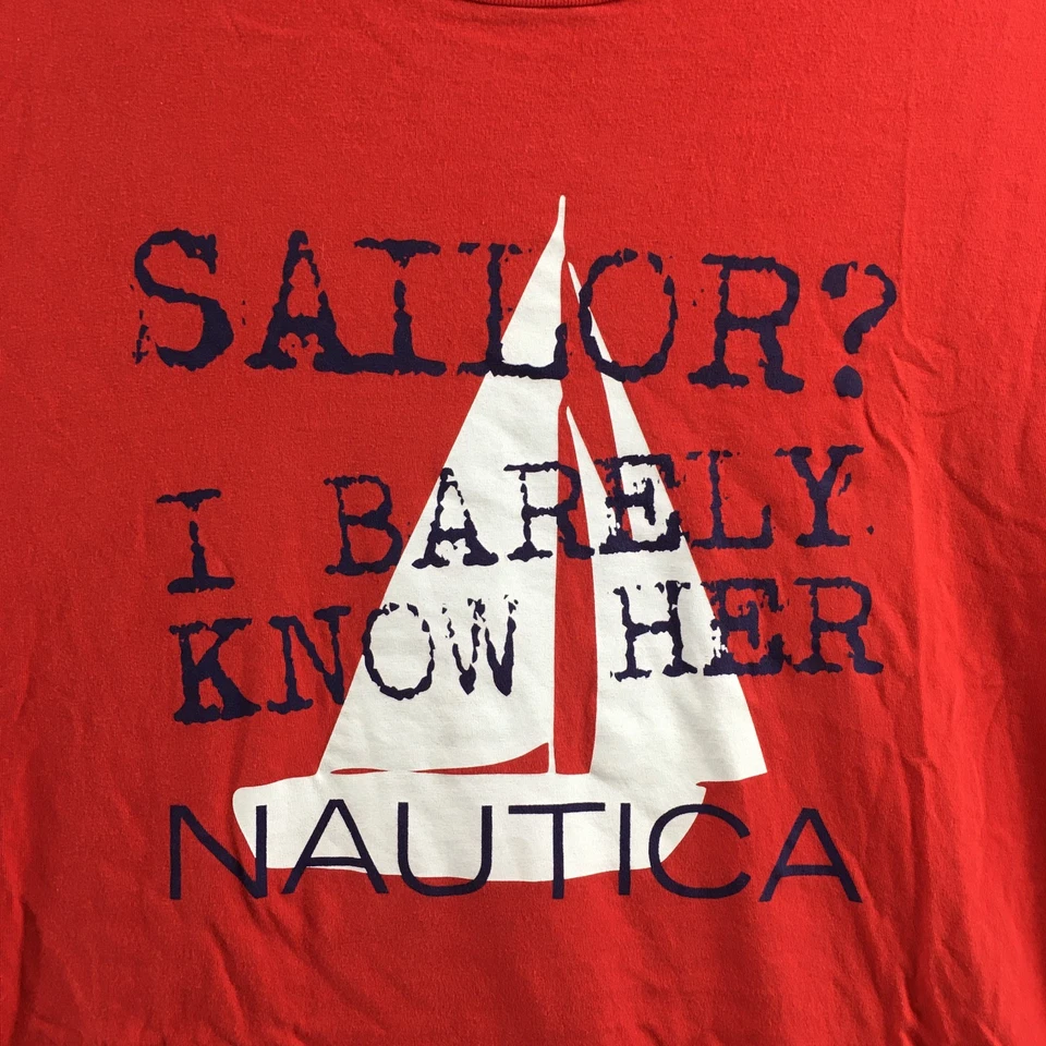 Camisetas Nautica Para Hombre 3XLT Rojo Algodón Pullover Manga Corta Cuello Redondo Informal Foto 4 de 4