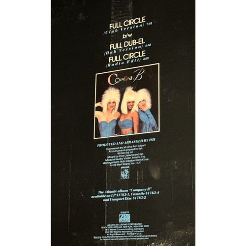 Company B Full Circle SEALED Single Promo Vinyl LP- Atlantic 1987 12" NEW - Picture 3 of 3