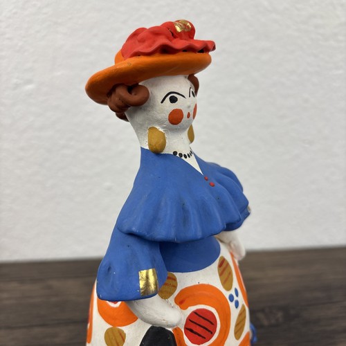 Vintage Russian Dymkovo Folk Art Doll Clay Pottery Figure Russia 8” Lady Statue - Picture 11 of 24