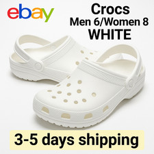Classic Crocs Unisex Slip on Sandals Adult - Men 6/Women 8 WHITE