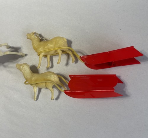 Lote De Colección 5 Reno Caramelo Vagón Navidad Ciervo 2 Trineos Plástico y Celuloide - Imagen 4 de 13