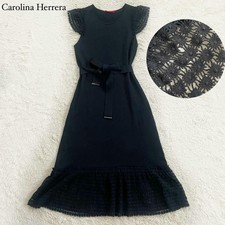 Carolina Herrera floral lace knit dress Size S lovely Black ribbon SK1334