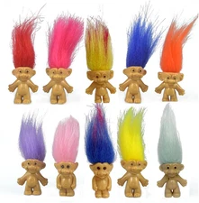10PCS Mini Troll Dolls, PVC Vintage Trolls Lucky Doll Mini Action Figures 1.2"