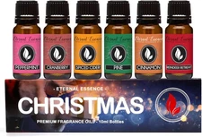 Eternal Essence Oils Christmas Set of 6 Premium Fragrance Oils - Peppermint, Cra