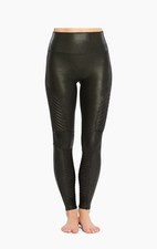 Women's Large SPANX Black Faux Leather Moto Stretch Leggings Pants
