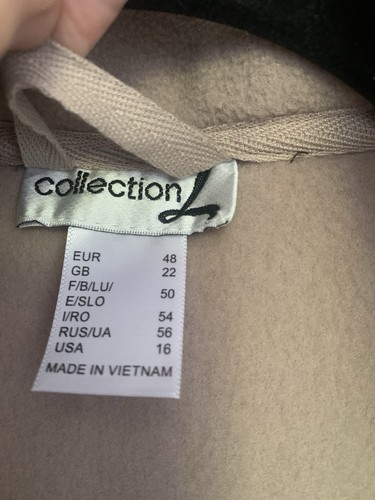 Collection L Beige Detachable Hood Fleece Jacket Size 22 - Picture 3 of 6