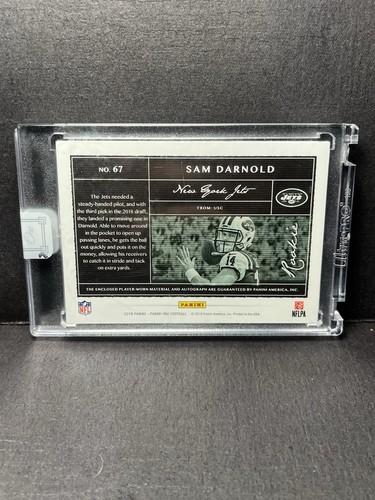 2018 Panini One Sam Darnold Auto Patch Rookie /75 Encased RPA Jets Seahawks - Picture 2 of 4