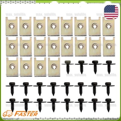 4PC Metal Car Screw Body Fender Bumper Retainer U Nut Clips Gasket Fastener US