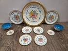 OHIO ART CO. TIN LITHO Childs METAL TOY Dishes Tea Set Vintage Antique Set 11