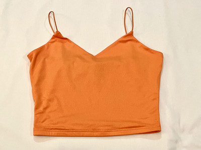 Windsor Orange Spaghetti Strap Crop Tank w/Stretch Fully Lined Women's Medium