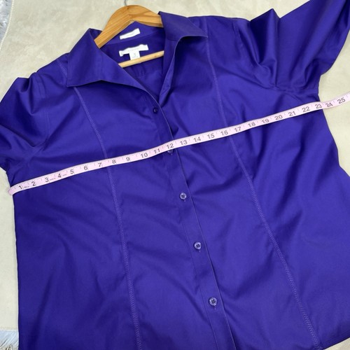 Chico's 3 Size XL Shirt Top Purple Button Down No Iron Cotton Women’s Collared* - Picture 9 of 13
