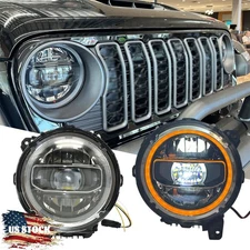 Plug&Play LED Headlamp DRL Halo For Jeep Wrangler JL Gladiator JT 2020-2024