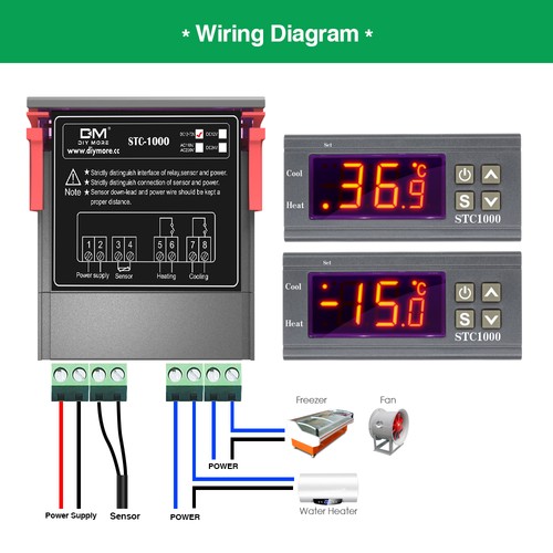 STC-1000 12V/24V/110-220V 12-72V Digital Temperature Controller Thermostat NTC - Picture 46 of 58