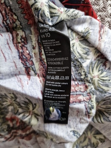 Topshop Womens Tropical Hawiian Buton Front Cut Out Dress Size 14 - Picture 8 of 8