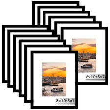 12 Packs 8x10 Picture Frames, Display 5x7 with Mat or 8x10 Without Mat, Galle...