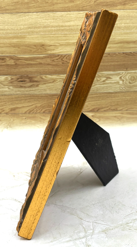 Hand-Carved Wood Picture Frame Leaf & Berry Botanical Design 5x7 Rustic Gold VTG - Picture 11 of 13