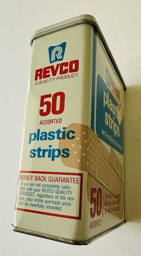 REVCO Strisce Plastica Sterile Vintage Antiaderente Pad 50 Latta Assortita - SCATOLA VUOTA - Foto 4 di 8