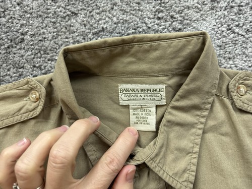 Vintage Banana Republic Hemd Herren Small Khaki Langarm Safari Reisen 90er - Bild 6 von 15