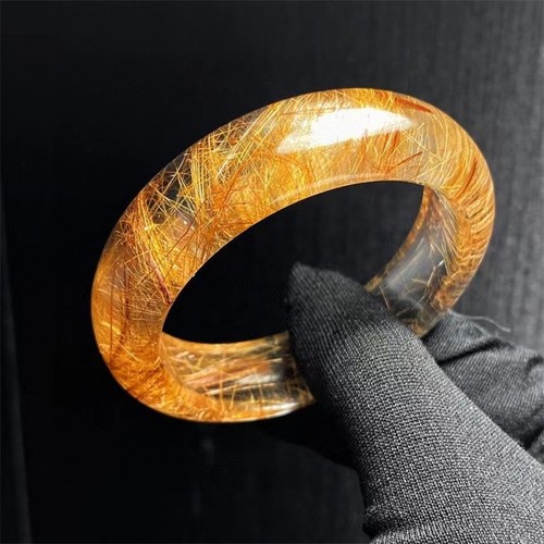 Quality Natural Rutilated Quartz Hair Crystal Bracelet Reiki Healing 52.5mm - Picture 2 of 6