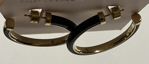 Aros medianos Michael Kors ónix dorado y negro, nuevos - Imagen 5 de 8