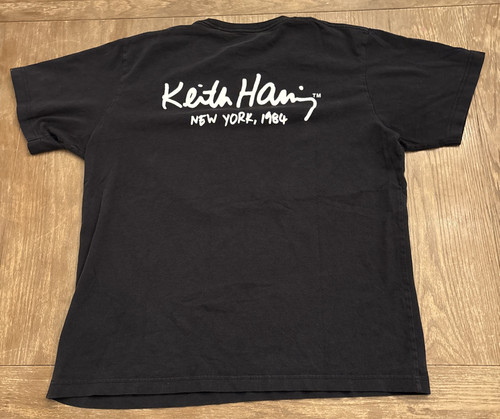 T-shirt grafica Keith Haring Uniqlo SPRZ NY New York 1984 uomo taglia L invecchiata - Foto 9 di 10
