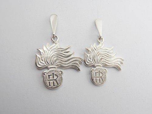Fiamma dell'Arma dei Carabinieri : Orecchini Pendenti in Argento 925 - Picture 1 of 4
