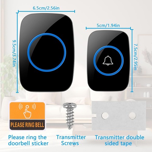 Timbre Inalámbrico Exterior Impermeable, IP44 Impermeable Doorbell 300M, Kit de - Imagen 2 de 7