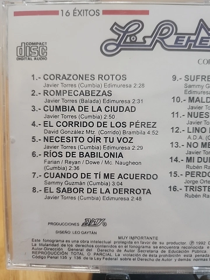 Los Rehenes (Javier Torres) "16 Exitos Vol 2 * Corazones Rotos" DMY 1992 — 第 4/4 张图片