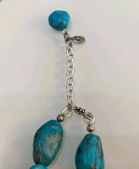 Collar Pepita Turquesa Plata Esterlina Barse Grande Colgante Occidental Joyería Foto 4 de 4