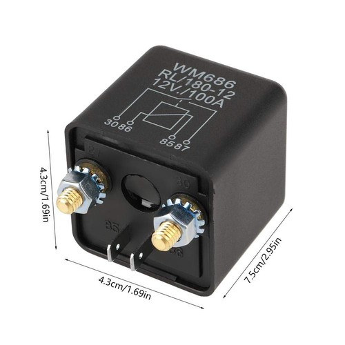 Relè Contattore, Relè Auto DC 12V 100A Relè Avviamento Auto Resistente per Autom... - Foto 6 di 7